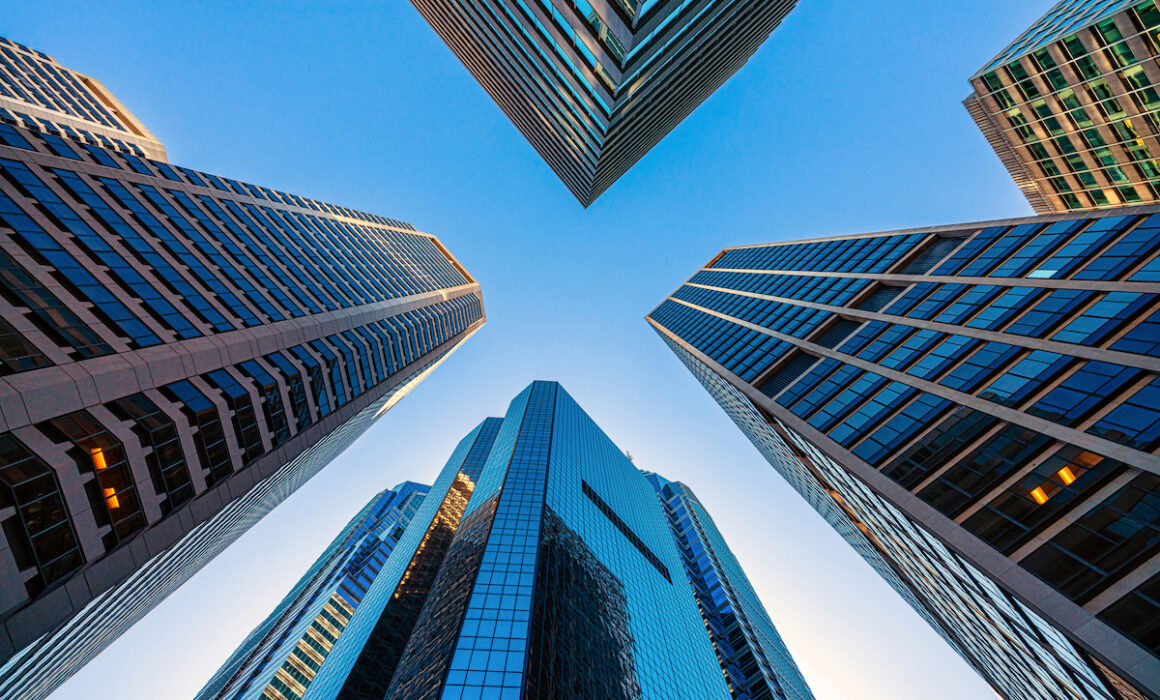 Low angle view of the skyscrapers