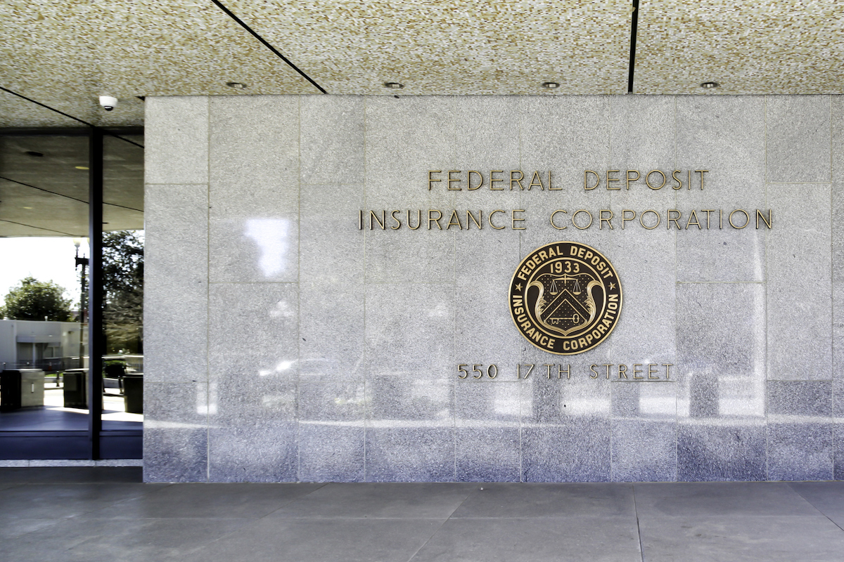 Entrance to The Federal Deposit Insurance Corporation (FDIC) in Washington DC