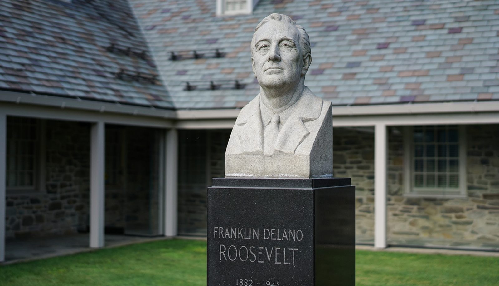 Enscribed bust of FDR at the FDR Library